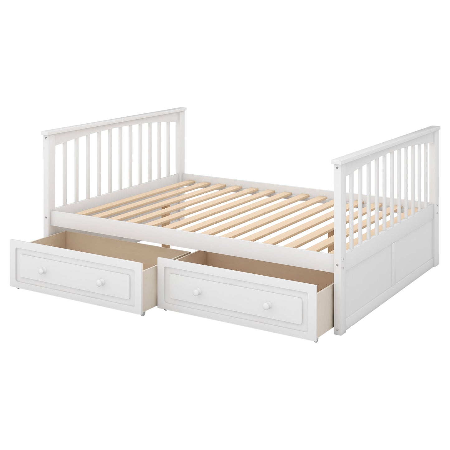 Full over Full Bunk Bed with Drawers  Convertible Beds  White - Korvel