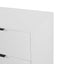 Modern characteristic storage cabinet side panel with glass sliding door and 3 drawers, dining table cabinet in white color - Korvel