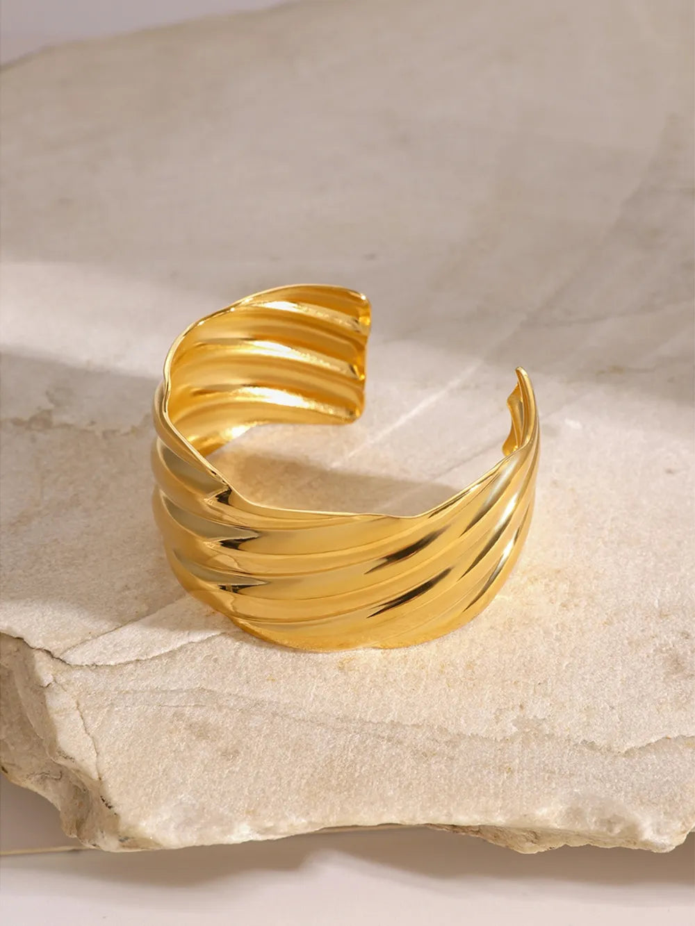 18K Gold-Plated Stainless Steel Open Ring - Korvel