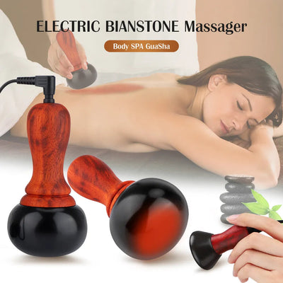 PASTSKY Hot Stone Electric Gua Sha Massager Bian Stone Guasha Tool Skin Scraping Back Face Massage Body Warm Moxibustion Therapy - Korvel