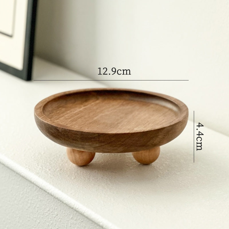 Entrance foyer storage tray aromatherapy glasses placement tray oval wooden ornament household tray - Korvel