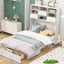 ueen Size Murphy Bed with Bookcase, Bedside Shelves and a Big Drawer, White - Korvel