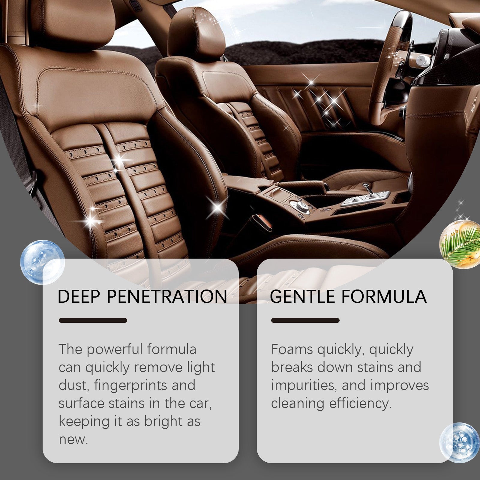 Car Interior Cleaner, Interior Cleaning Refurbished Leather Fabric Plastic Cleaner - Korvel