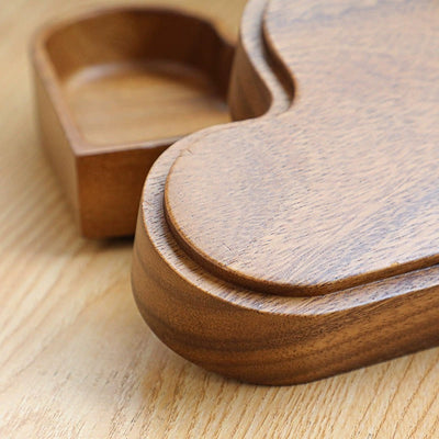 Wooden fruit box, whole wood heart-shaped candy box, nut and dried fruit storage tray, Japanese style solid wood stackable - Korvel