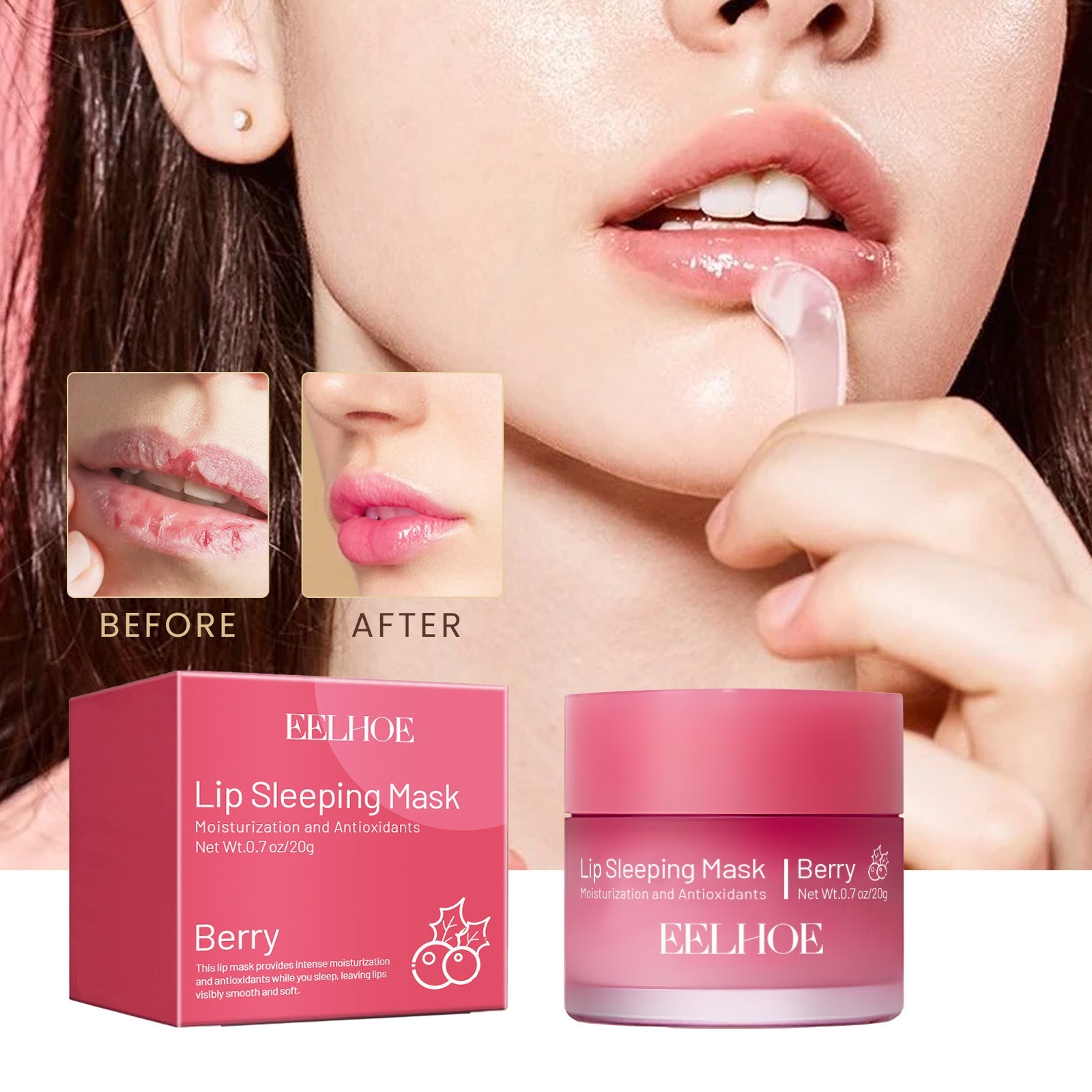 Lip Sleeping Mask, Moisturizing Gently Exfoliating Dead Skin Plump Smooth Lip Mask - Korvel