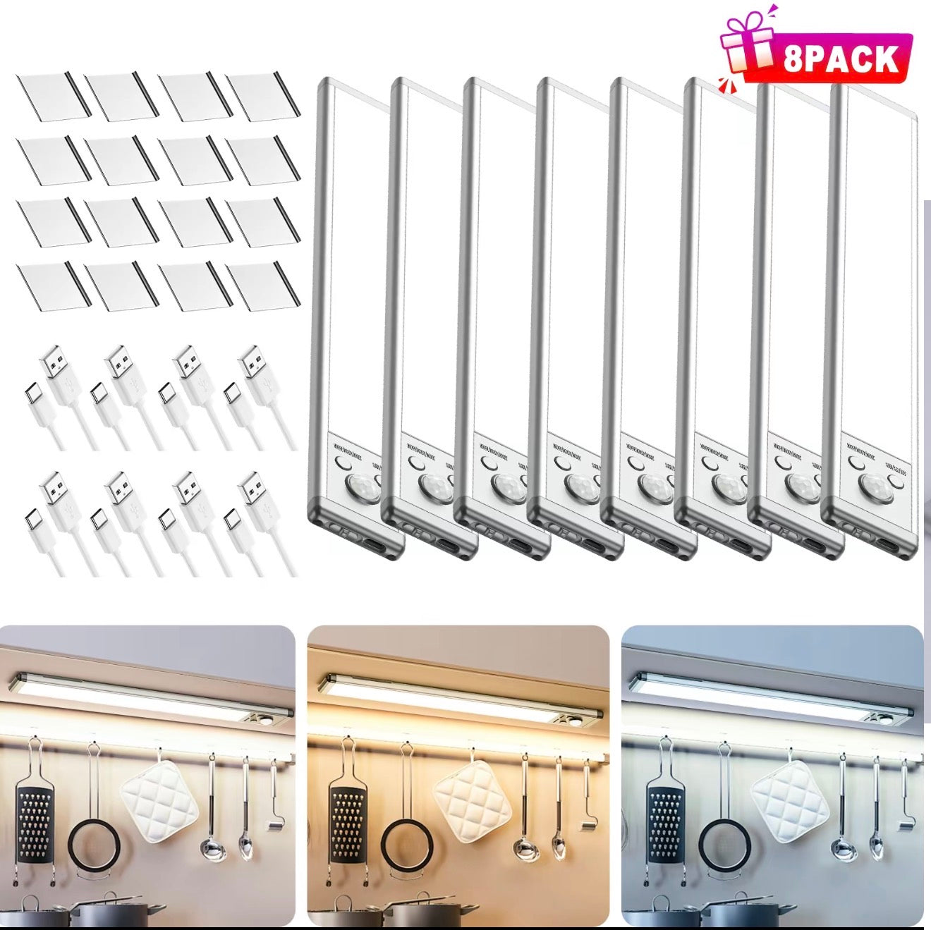 Luz de Movimiento GlowTrack - Luz LED Recargable para Debajo del Mueble
