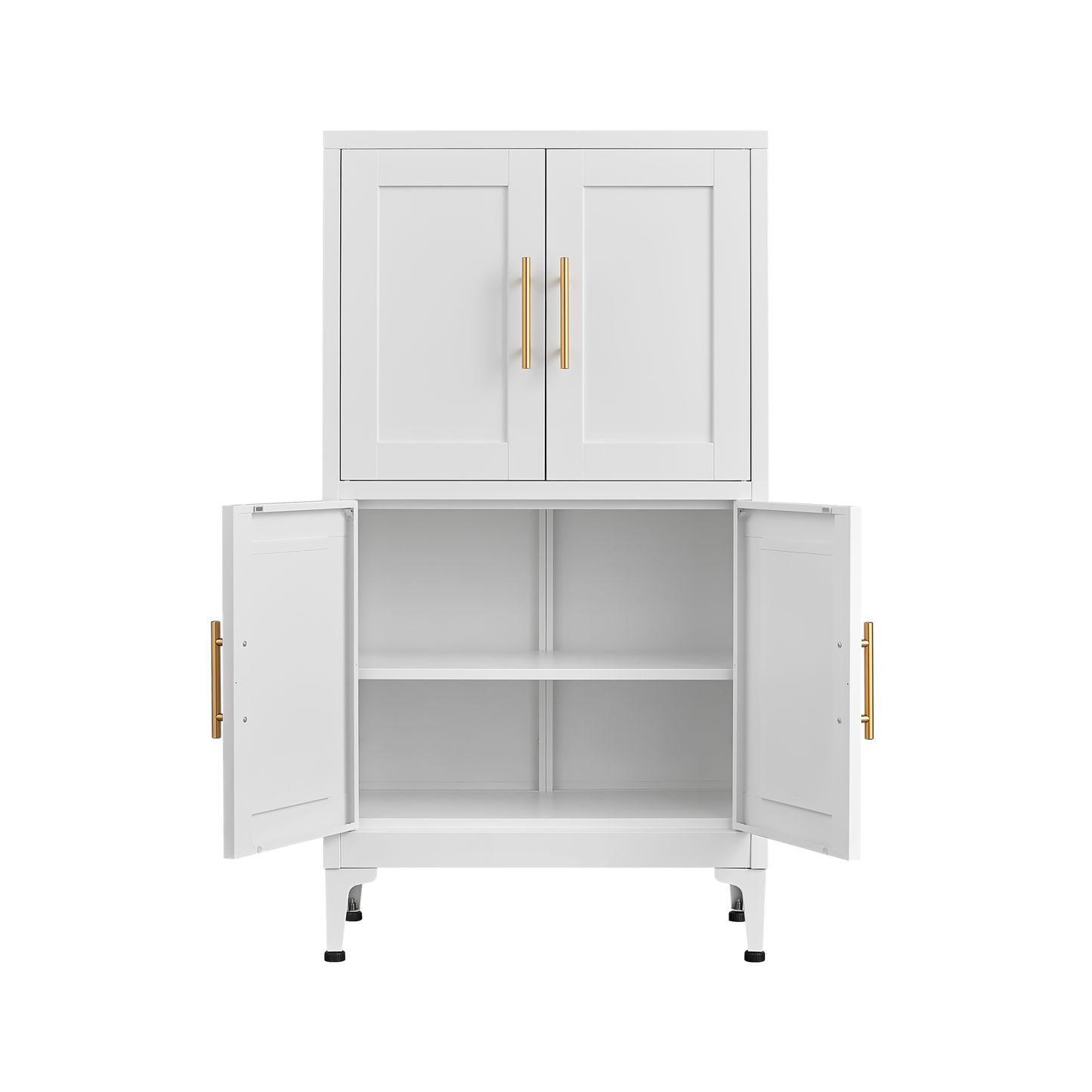 Elegante gabinete de almacenamiento de metal blanco para cocina