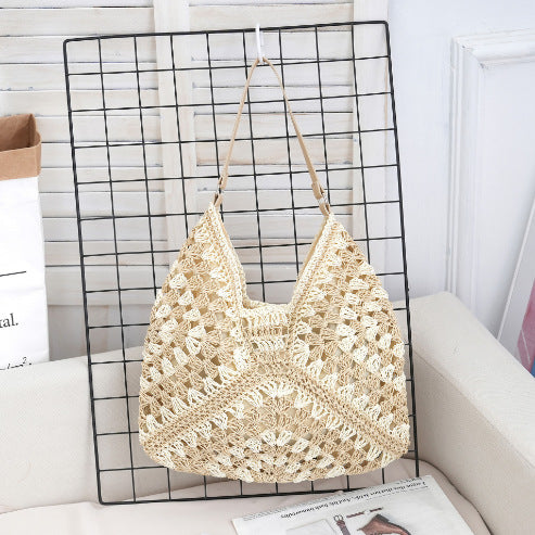 Hollow out straw woven bag woven belt armpit bag - Korvel