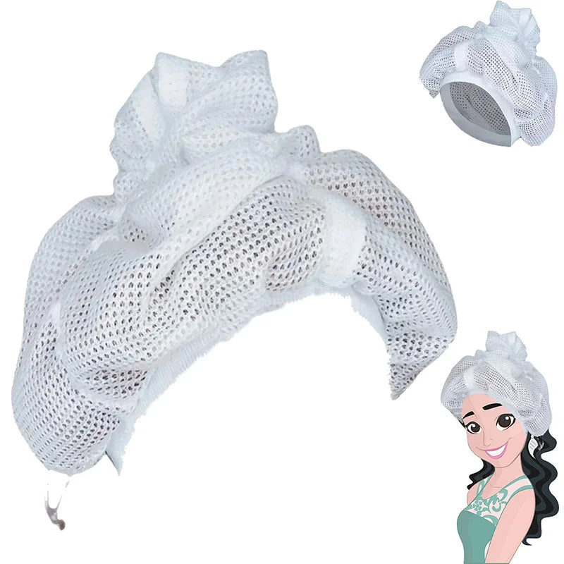 Net Plopping Cap For Drying Curly Hair Adjustable Net Plopping Bonnet Quick Drying Hair Towel Bath Hats Net Plopping Cap - Korvel