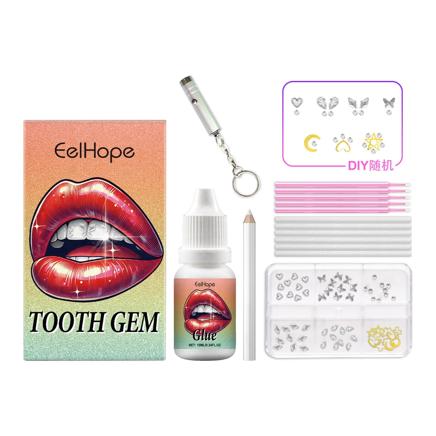 Diy Fashion Dental Set Dental Decoration Drill Combination Personality Sparkle Light Up Smile Style - Korvel