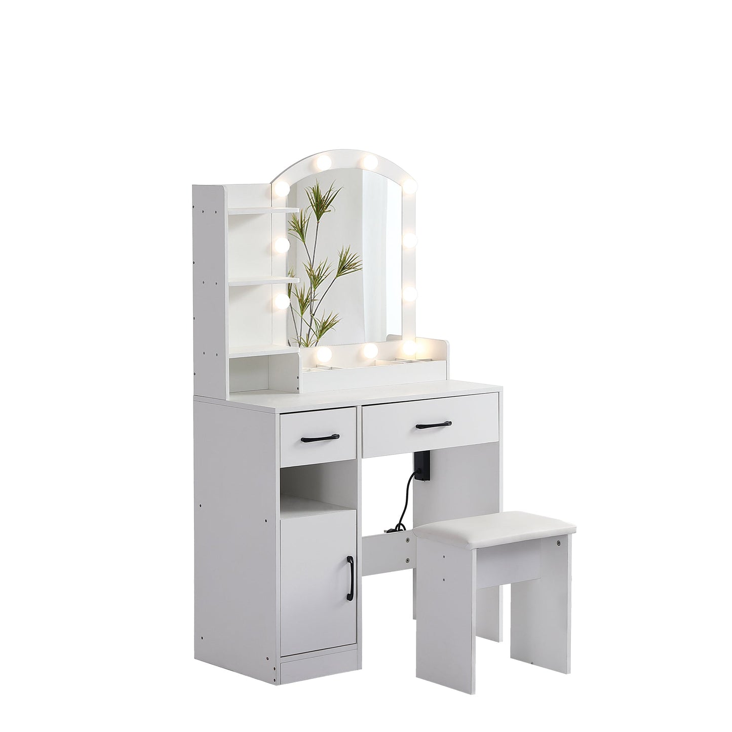 Elegant Lighted Vanity Desk Set with Adjustable Brightness