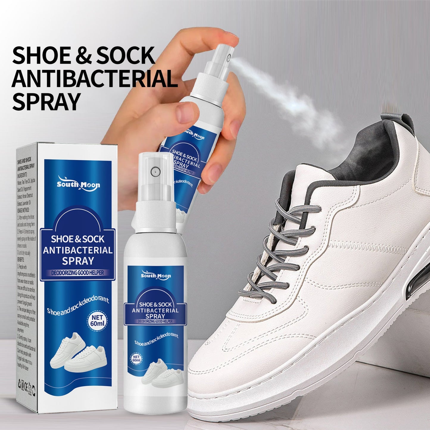 Shoe & Sock Antibacterial Spray, Shoes And Socks Clean Sweaty Feet To Odor Dry Shoe Cabinet Freshener - Korvel