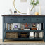 Retro Design Console Table with Two Open Shelves, Pine Solid Wood Frame and Legs for Living Room (Navy) - Korvel