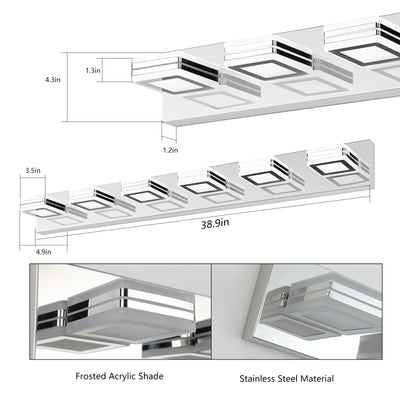 LED Modern Chrome Makeup Light, 6-Lights Acrylic Chrome Makeup Mirror Light - Korvel
