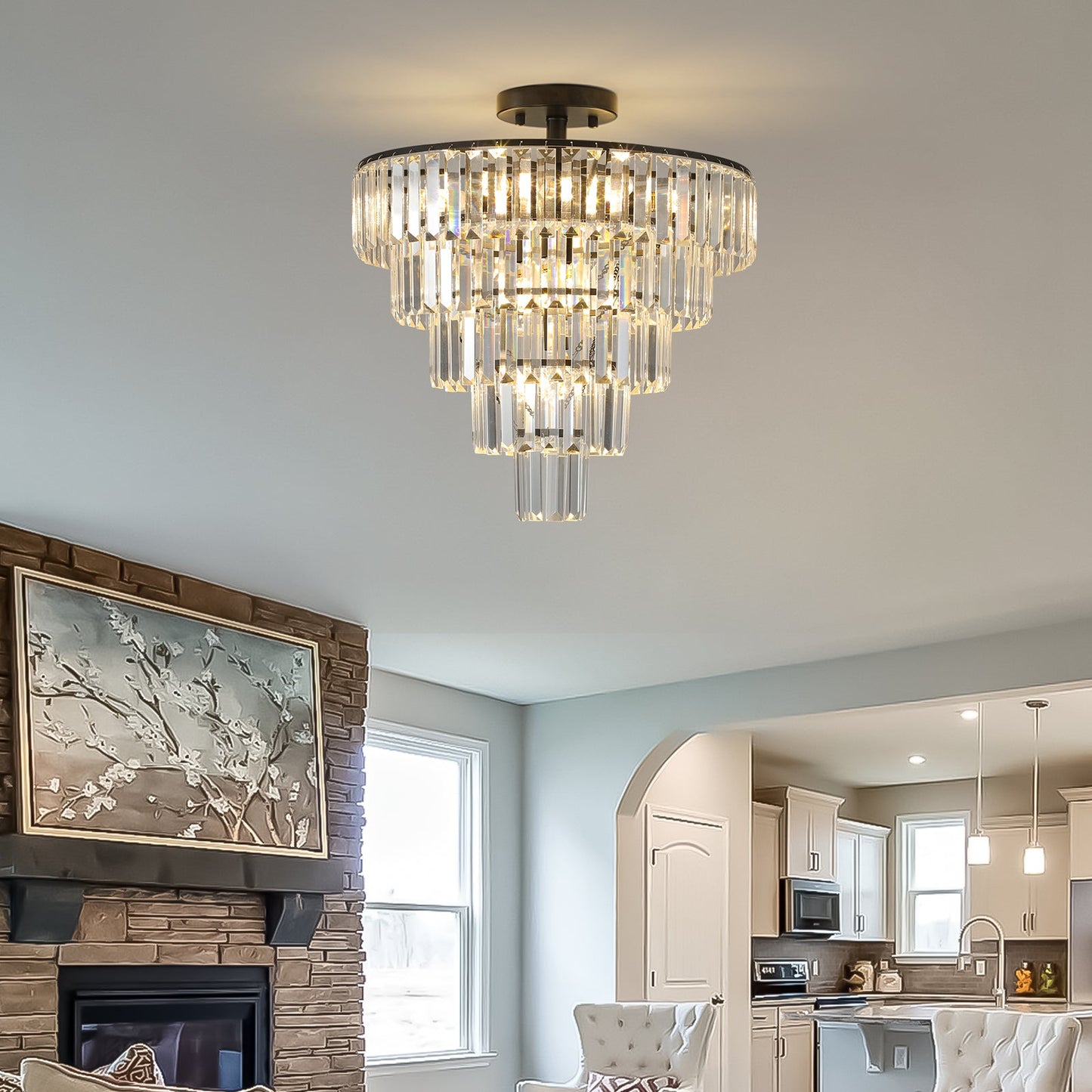 Black large crystal chandelier, modern style chandelier, dining room, living room, bedroom - Korvel