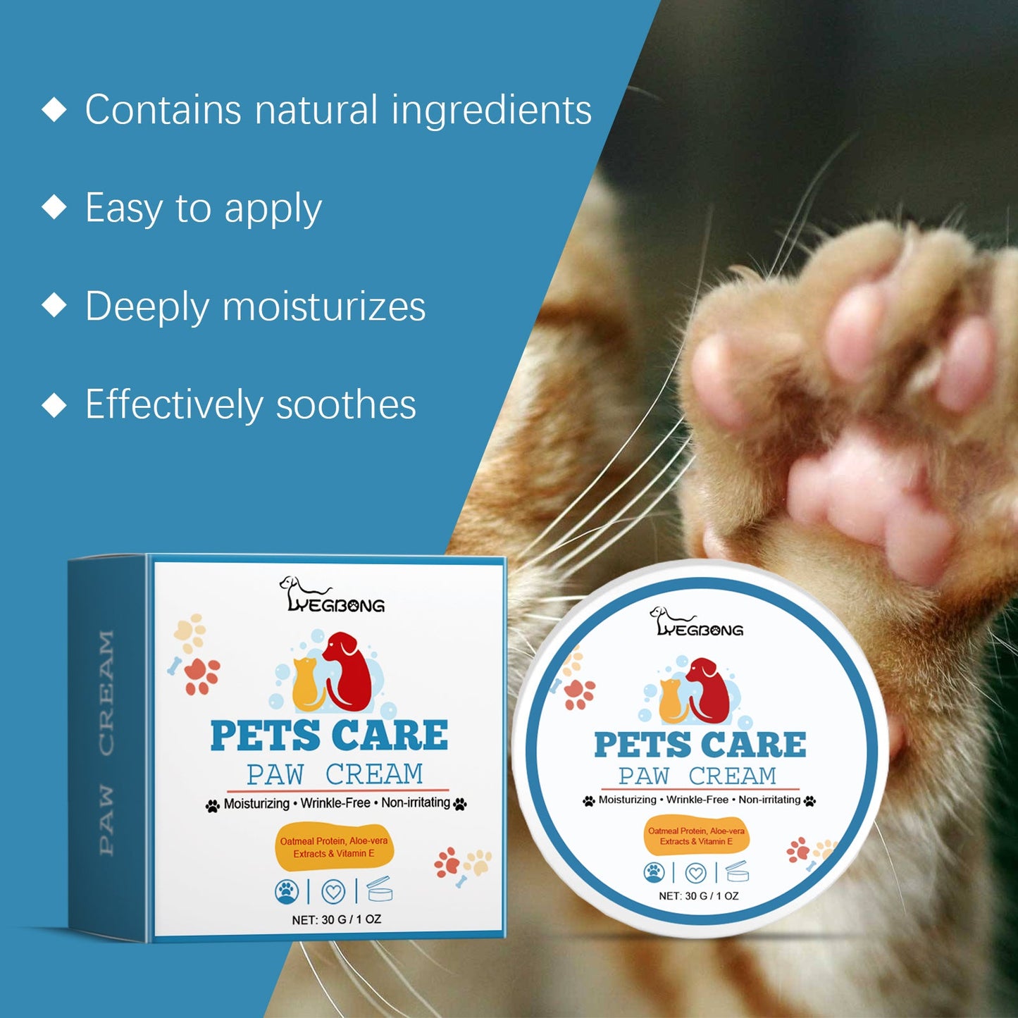 Pet Paw Care Cream For Dogs And Cats Deep Moisturizing Foot Care Cream For Soles And Pads - Korvel