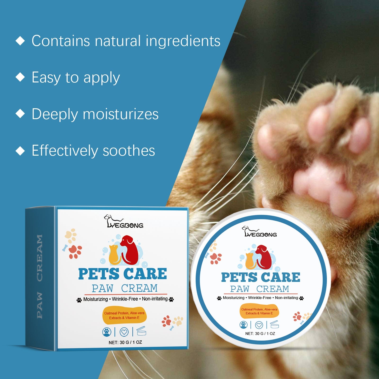 Pet Paw Care Cream For Dogs And Cats Deep Moisturizing Foot Care Cream For Soles And Pads - Korvel