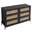 Commode moderne en bois de vignes de chanvre à 6 tiroirs en noir