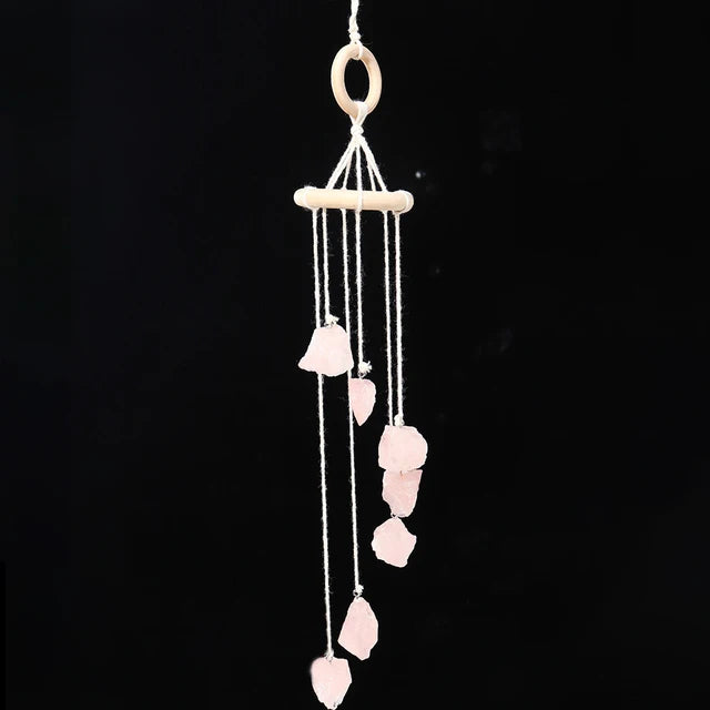 Juego de Campanas de Viento de Cristal Natural Hecho a Mano para Decoración del Hogar