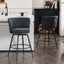 A set of 2 gray rotating bar stools - high backrest, adjustable, with elegant metal backrest decoration - Korvel