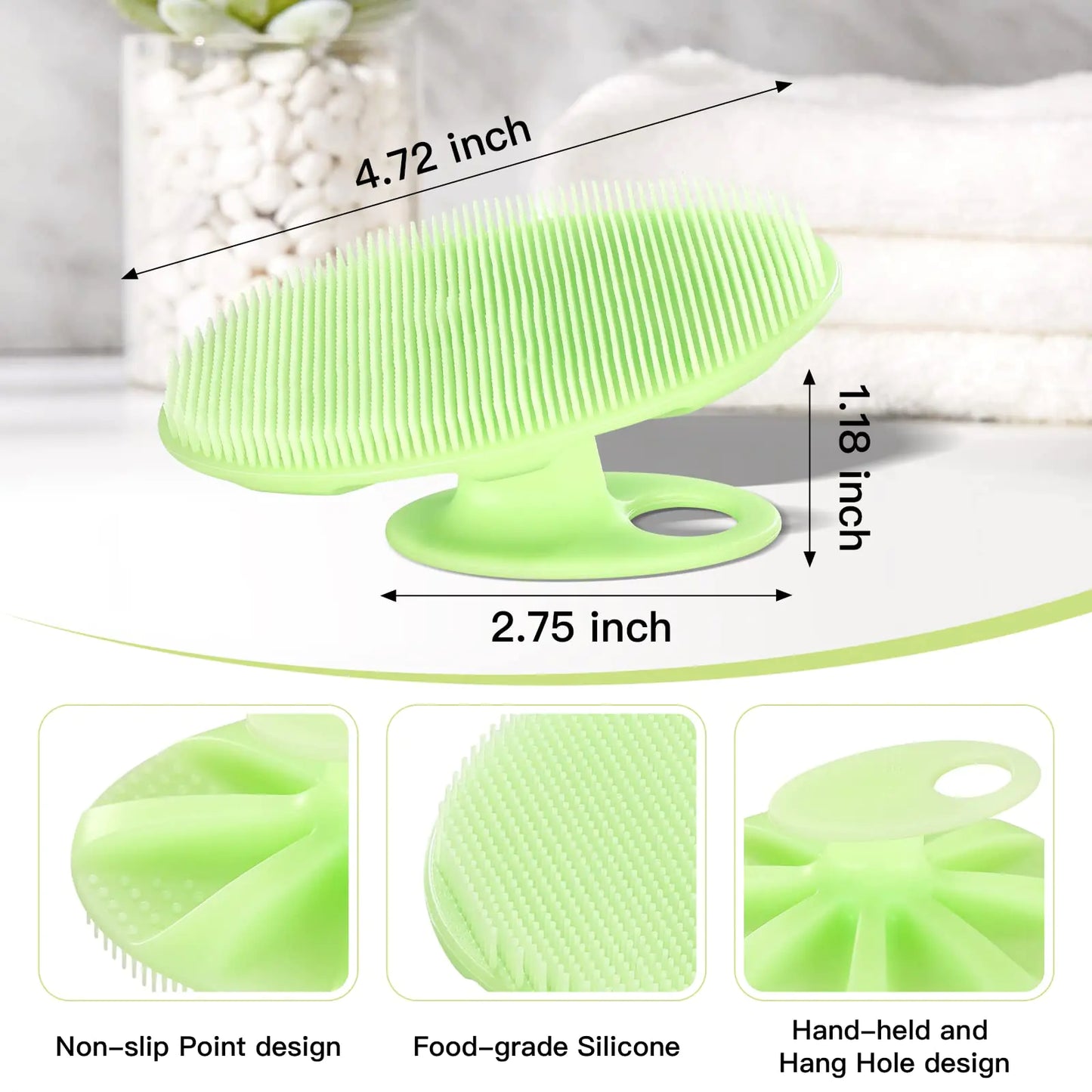 Brosse de Nettoyage Corporelle en Silicone Souple INNERNEED - Exfoliation Douce (Vert)
