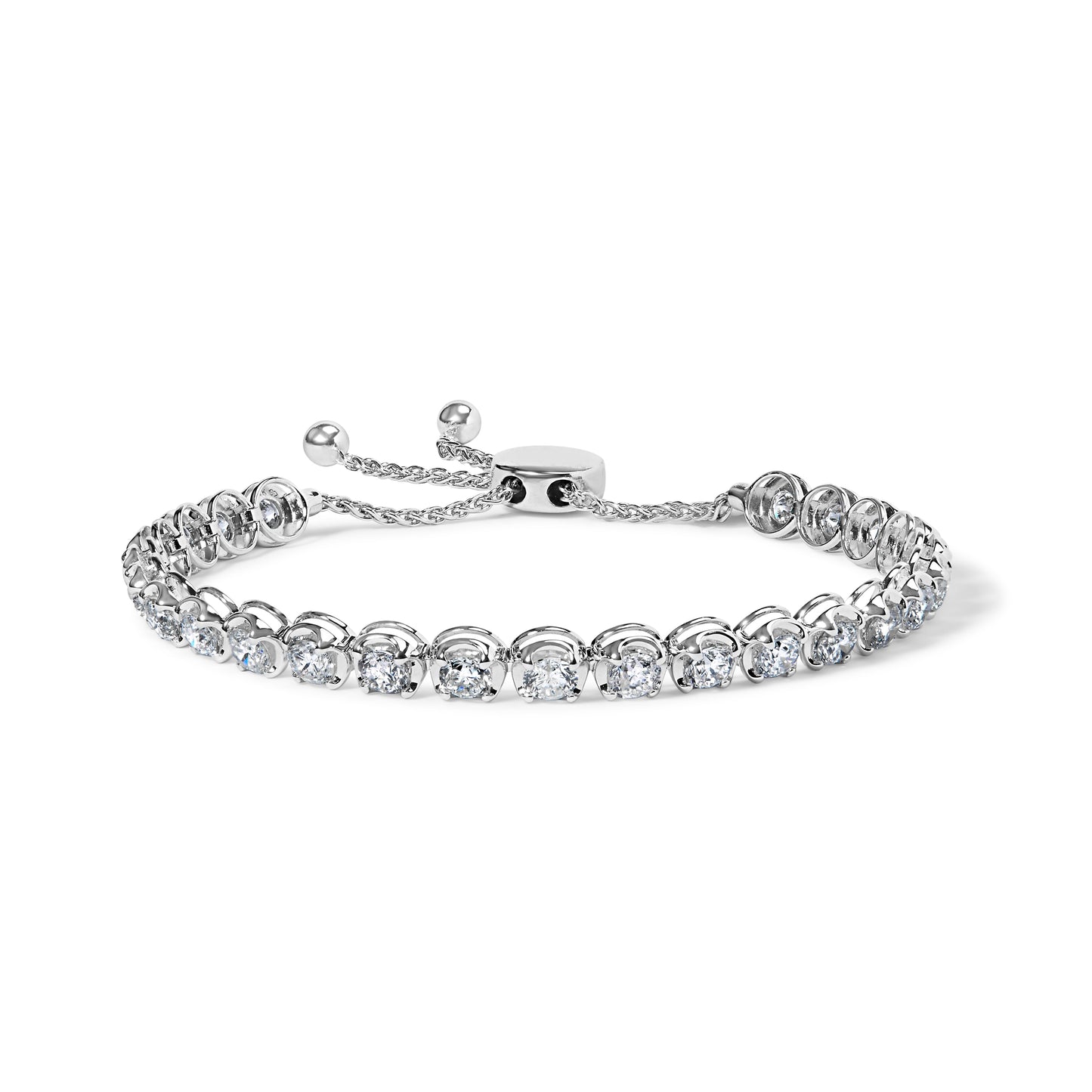 Pulsera de Tenis Ajustable Bolo de Oro Blanco de 14K con Diamantes