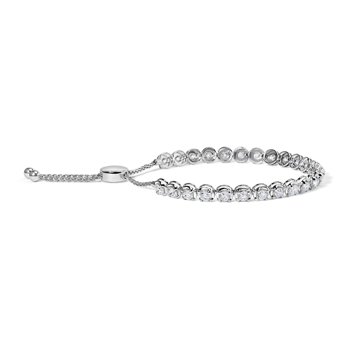 Pulsera de Tenis Ajustable Bolo de Oro Blanco de 14K con Diamantes