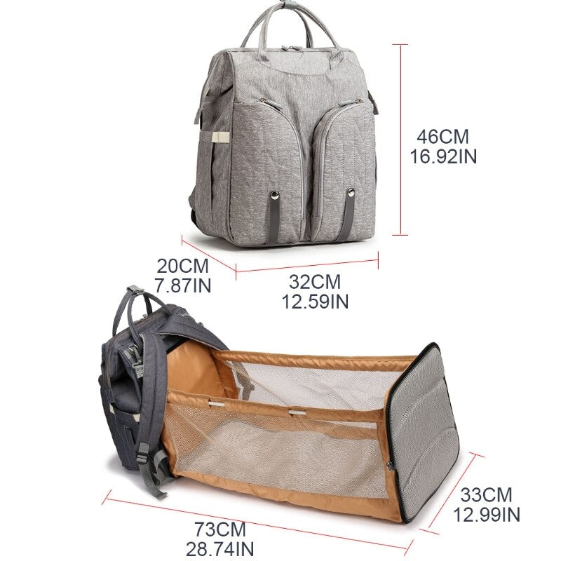 Premium Baby Diaper Backpack with Folding Crib & Insulated Storage