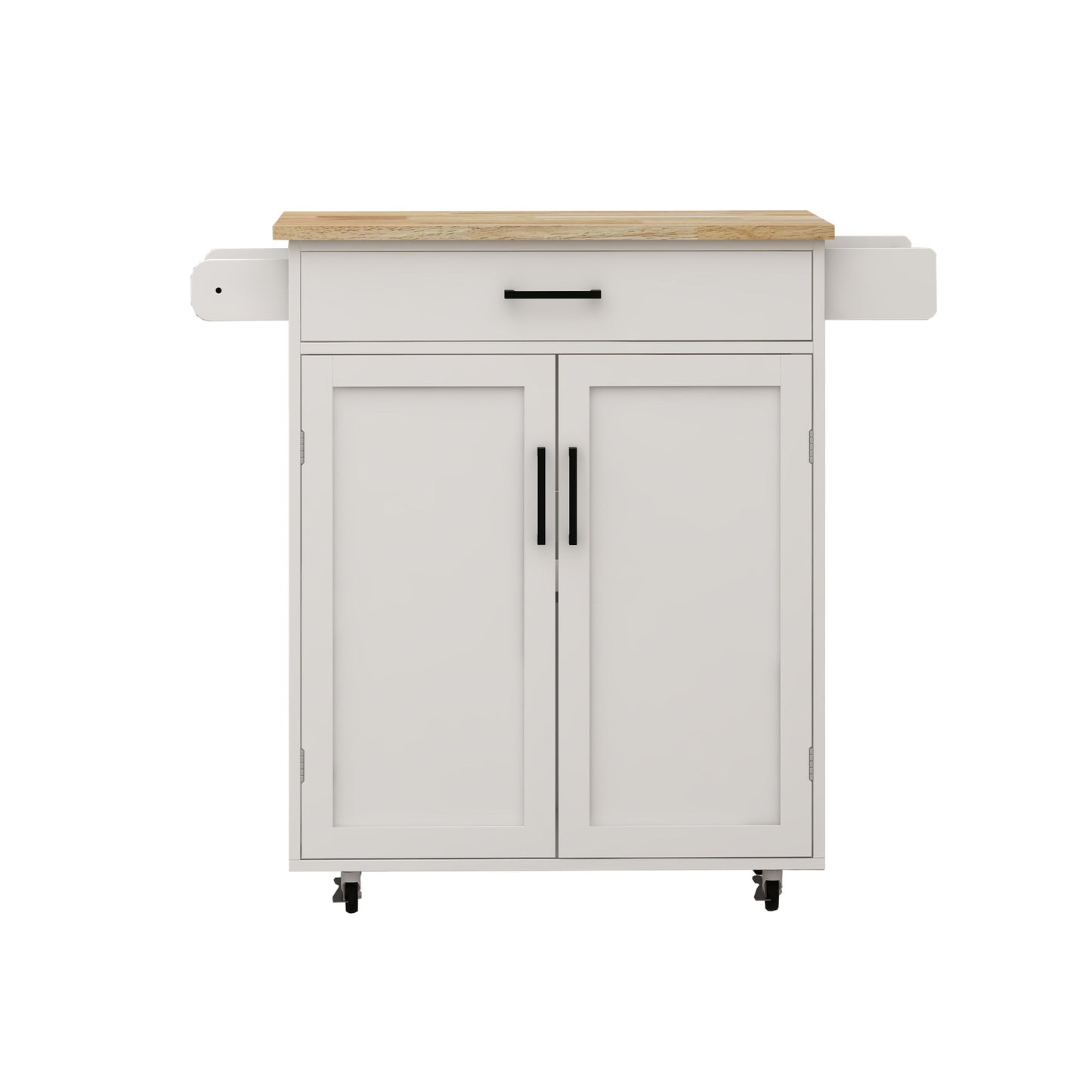 Kitchen island rolling trolley cart with 1 drawer & 2 doors with storage racks & Adjustable Shelves & towel rack - Korvel