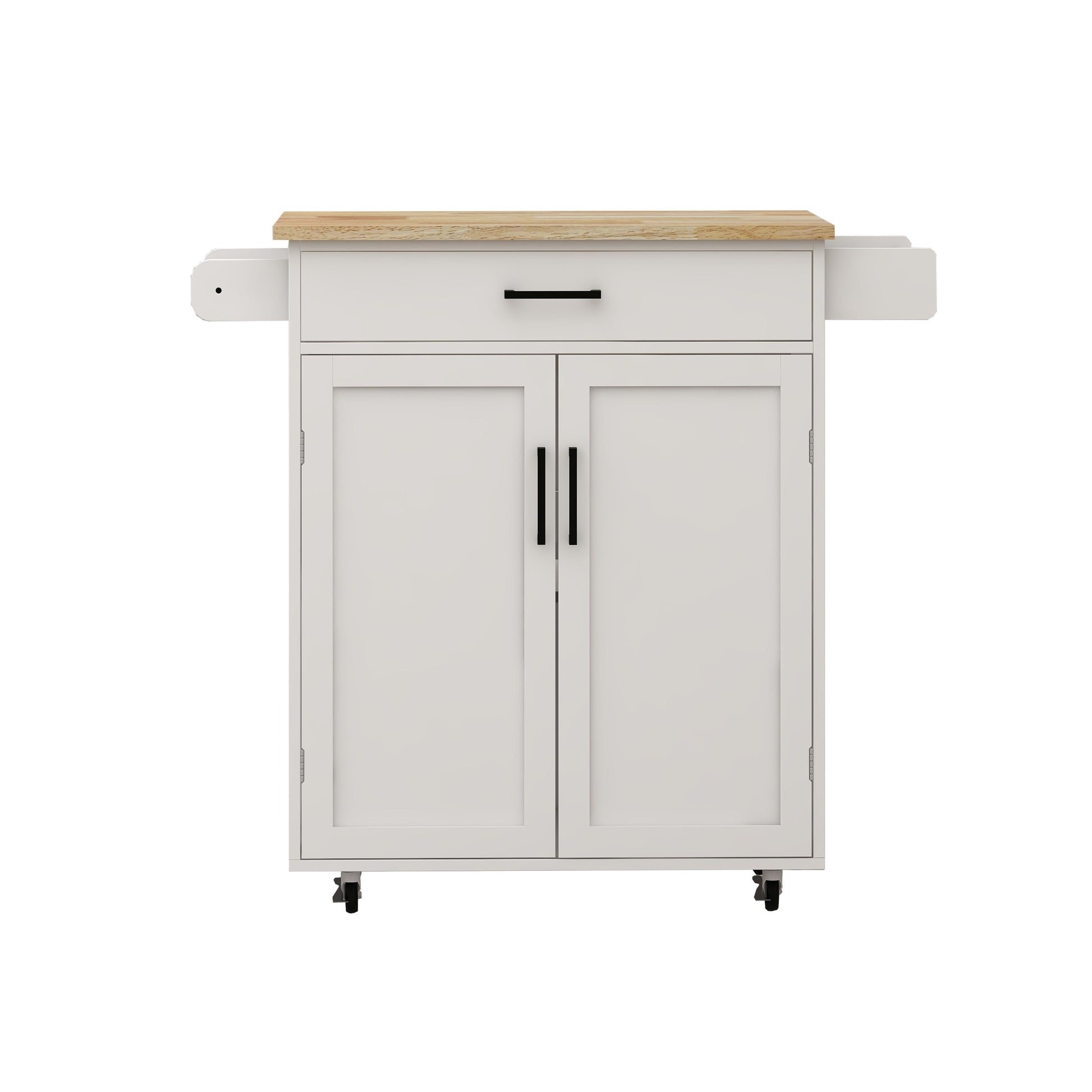 Kitchen island rolling trolley cart with 1 drawer & 2 doors with storage racks & Adjustable Shelves & towel rack - Korvel
