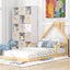 Natural Twin Size Wood Floor Bed with House Headboard