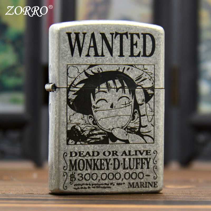 ZORRO Zoro Ancient Silver Pirate King Luffy Kerosene Lighter - Korvel