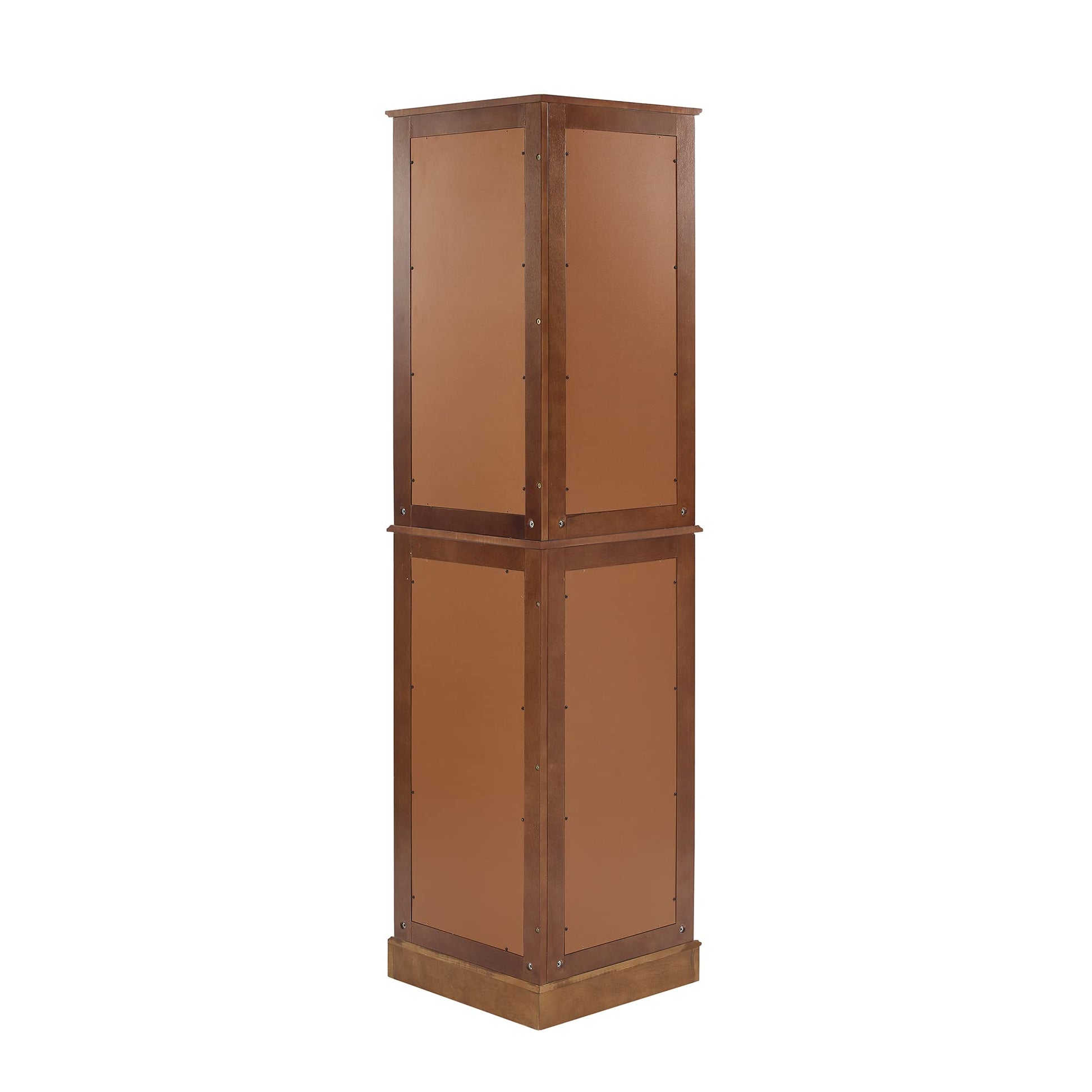 Corner Curio Dispaly Cabinet with Lights, Adjustable Tempered Glass Shelves, Mirrored Back,Walnut(E26 light bulb not included) - Korvel