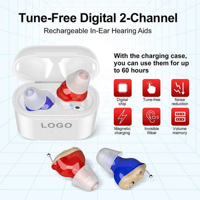 Rechargeable sound amplifier for elderly hearing aids - Korvel