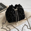 Sequin Chain Drawstring Bucket Bag - Korvel