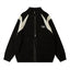Color Block Zipper Cardigan Sweater Men's Autumn Street Style Stand Collar Long Sleeve Loose Knitwear - Korvel