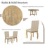 TREXM 5-Piece Farmhouse Dining Table Set Wood Round Extendable Dining Table and 4 Upholstered Dining Chairs (Natural Wood Wash) - Korvel