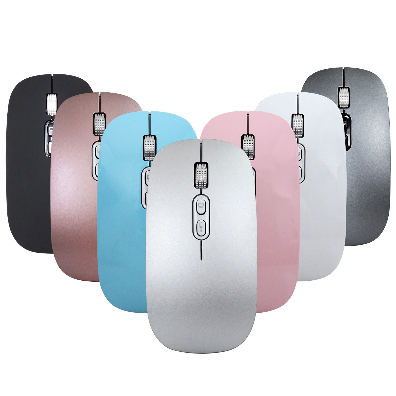 Rechargeable wireless mouse with 2.4G mute and one click return to desktop office mouse with built-in lithium battery - Korvel