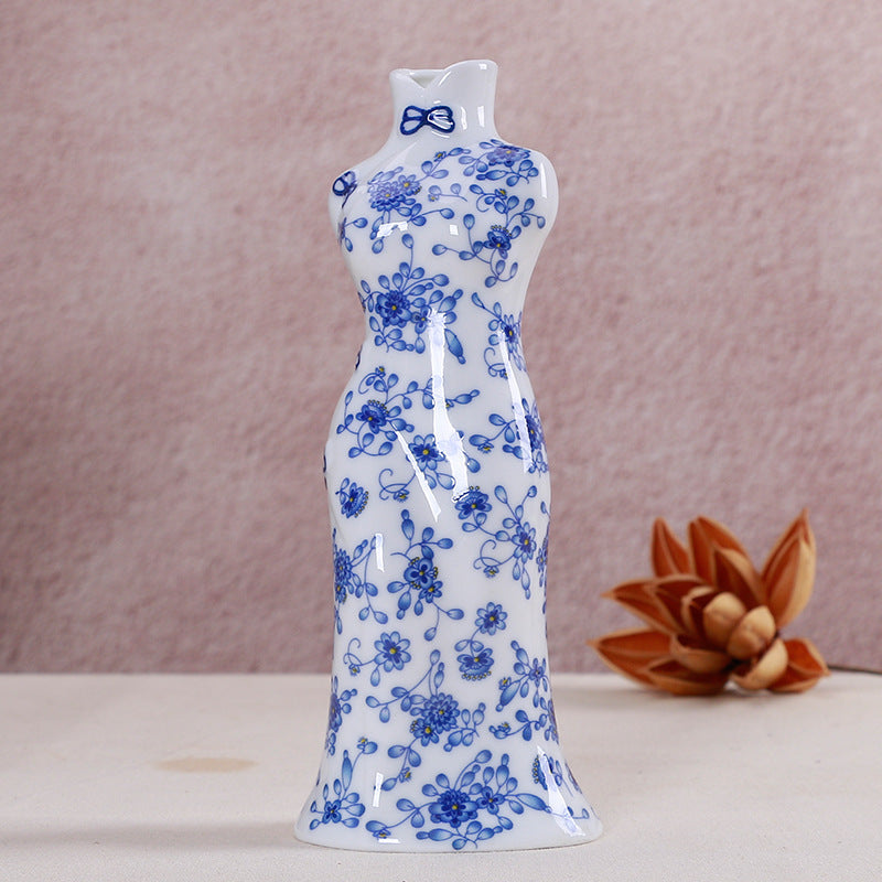 Elegant Blue and White Ceramic Mini Vases