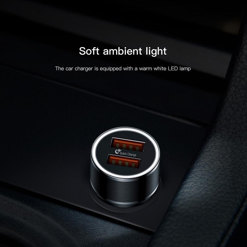 Baseus Dual USB  Charge QC 3.0 Car Charger  Fast Charging Universal 36W Car USB Charger - Korvel