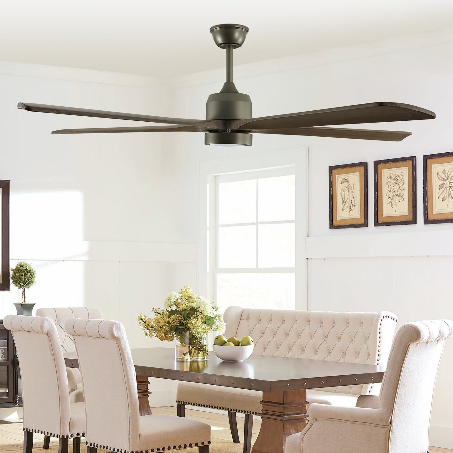 60 "modern wooden ceiling fan with lighting and remote control, 6-speed noiseless reversible DC motor ceiling fan - Korvel