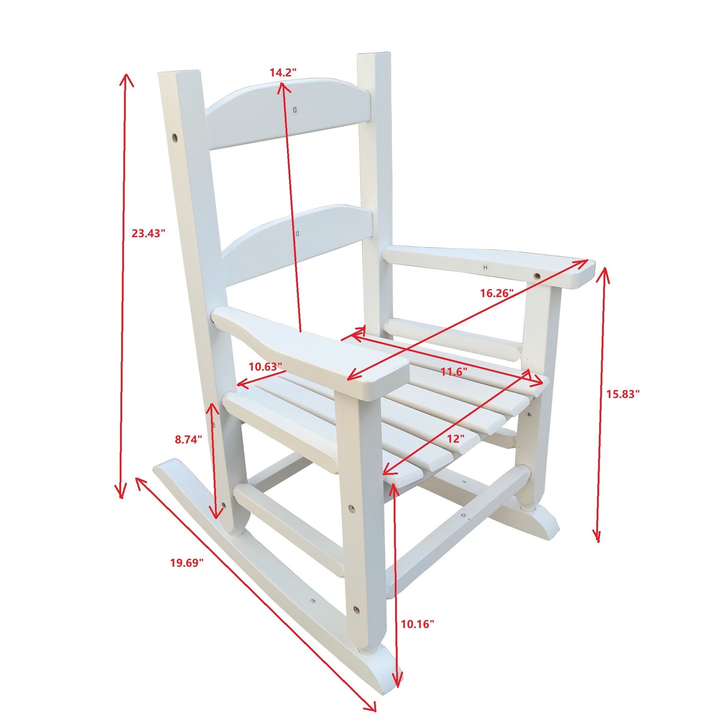 Children's rocking white chair- Indoor or Outdoor -Suitable for kids-Durable-populus wood - Korvel