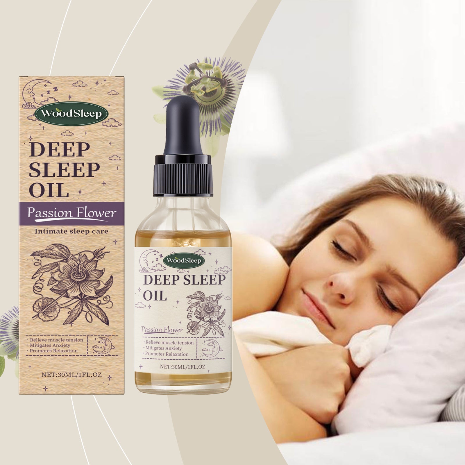 Passionflower Sleep Essential Oil Lavender Aromatic Essential Oil For Relaxing And Soothing Night Skin Care - Korvel