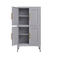 Grey metal kitchen storage cabinet, kitchen pantry storage cabinet with door and shelf, adjustable leveling feet - Korvel