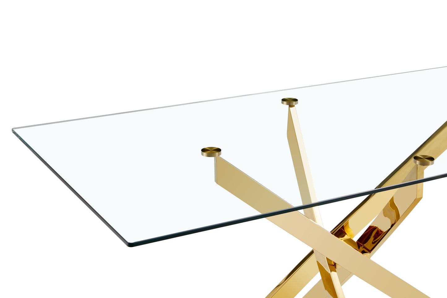 Plateau de Table en Verre Transparent Premium avec Accents Dorés