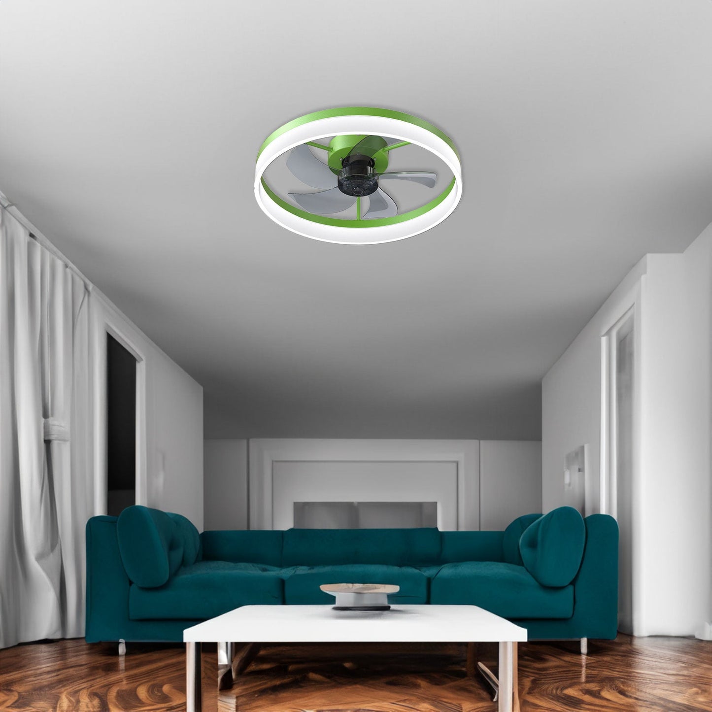 Dimmable LED Ceiling Fan with Modern Design in Green