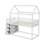 TWIN/TWIN HOUSE BUNK BED WITH SHELVES AND DRAWERS FOR WHITE COLOR - Korvel