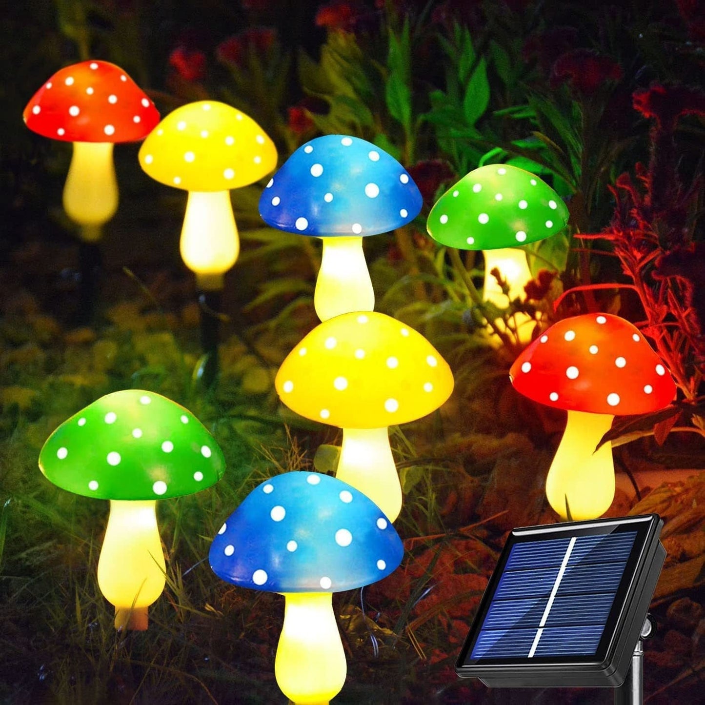 Solar mushroom light lawn LED ground plug light string outdoor waterproof one to eight plant decorative light - Korvel