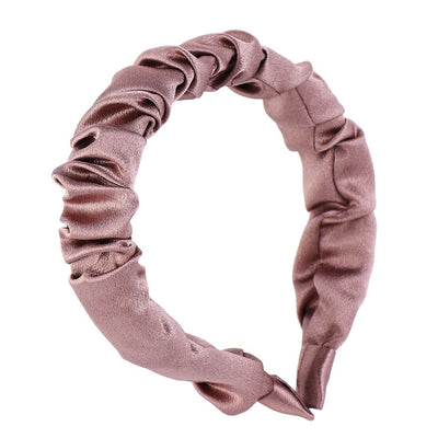 Multi-Color Retro Satin Pleated Hair Compression Headband