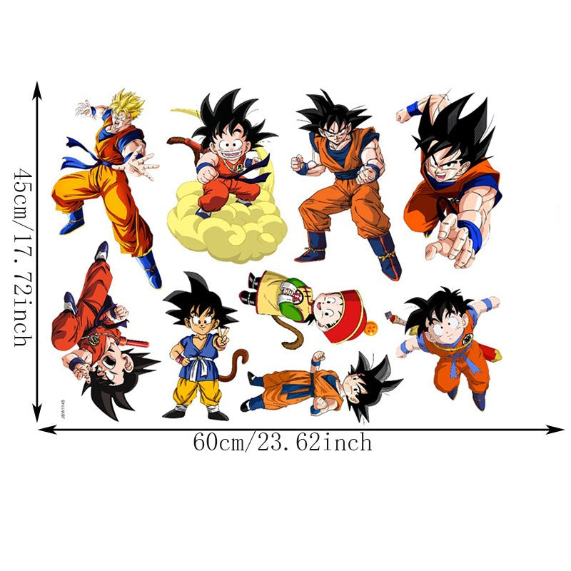 Dragon Ball Wall Sticker Wukong Saiya Decorative Painting Children's Room PVC Decorative Cartoon Sticker - Korvel
